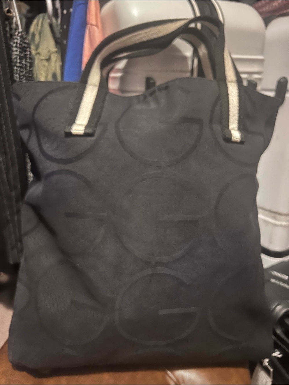 Authentic Gucci Black Canvas Reversible Tote Bag
